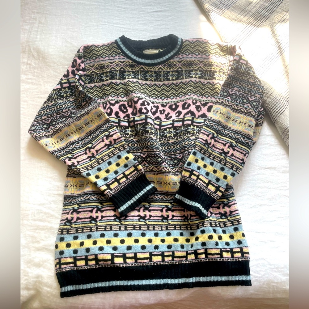 Small Sibling Fair Isle/Cheetah/Polka Dot Knit Sweater